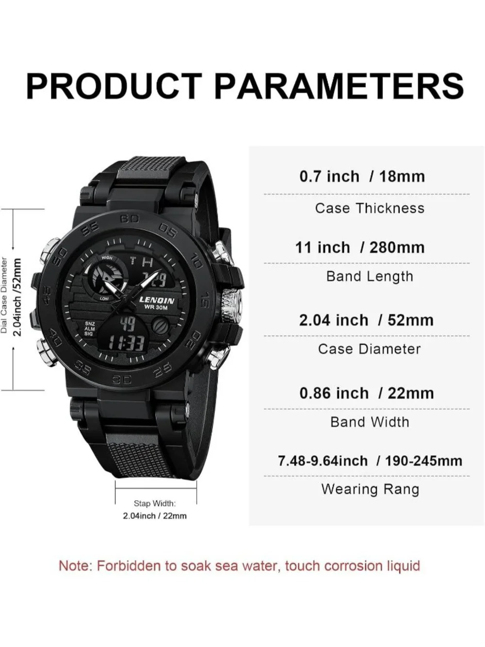 Men's Black Digital Military Survival Tactical Outdoor Waterproof Wrist Watch